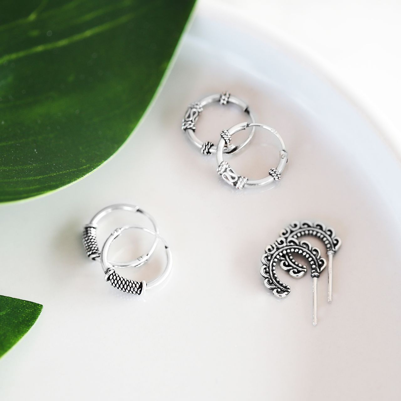 Ohrringe aus 925 Silber, Bali, 12 mm