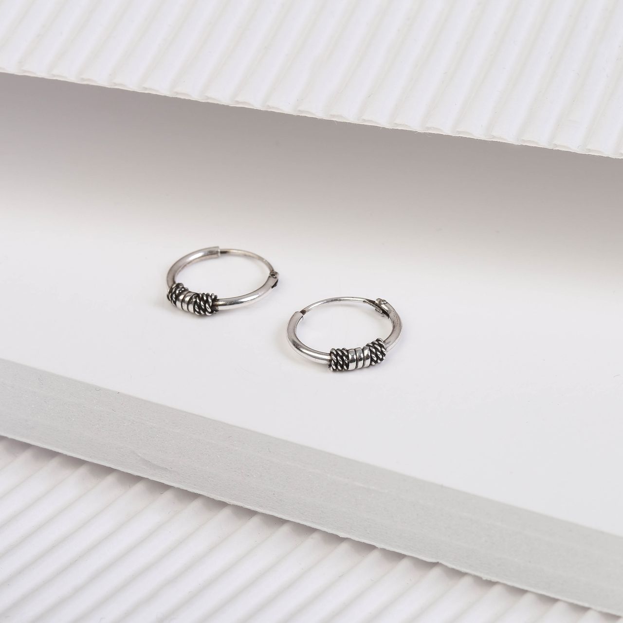 Ohrringe aus 925 Silber, Bali, 12 mm