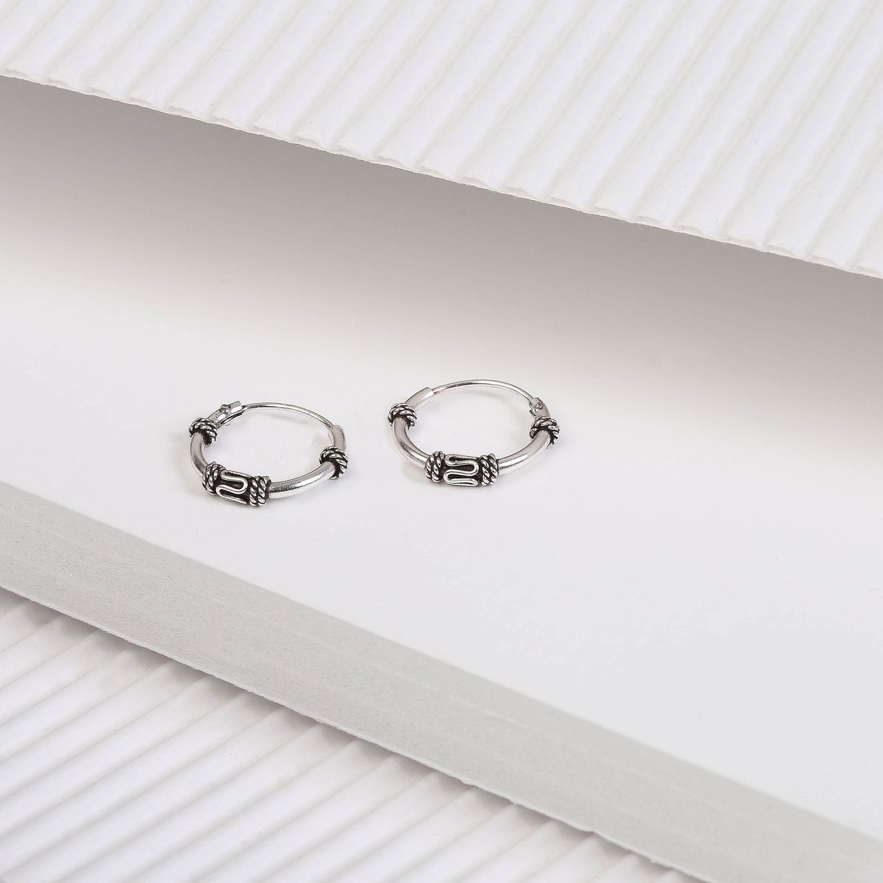 Ohrringe aus 925 Silber, Bali, 12 mm