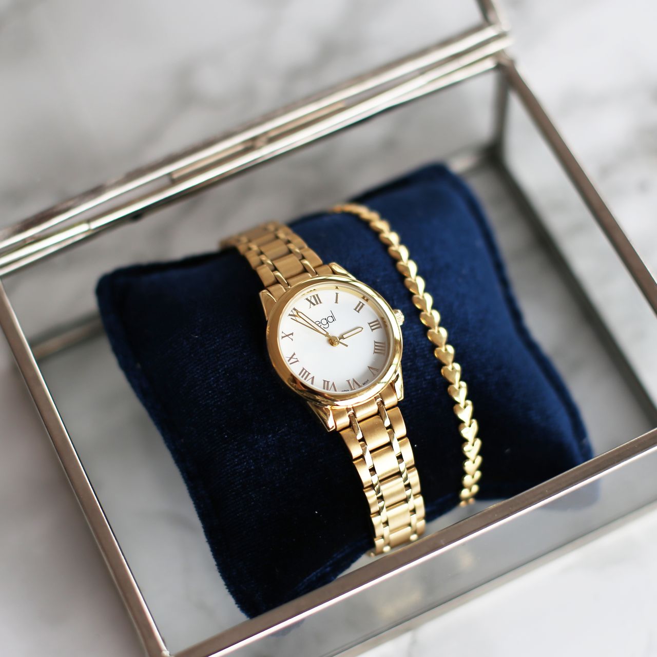 Gerecycleerd zilveren armband goldplated hart schakel