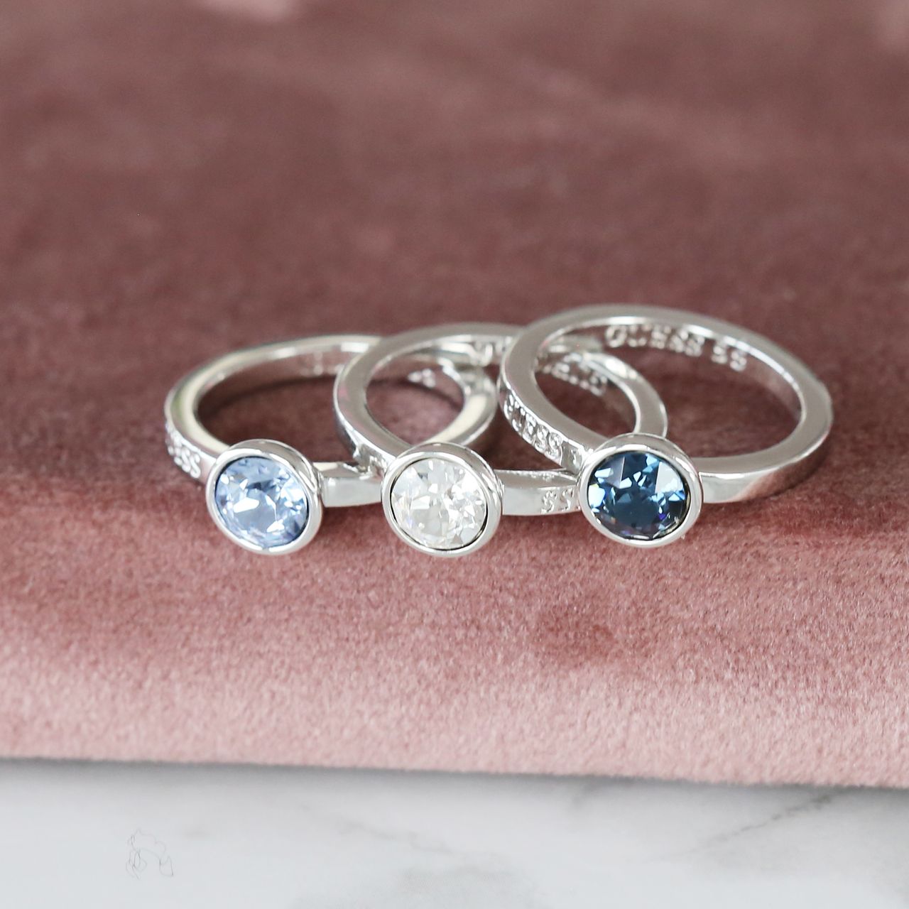 Guess rhodiumplated ring kristal Miami