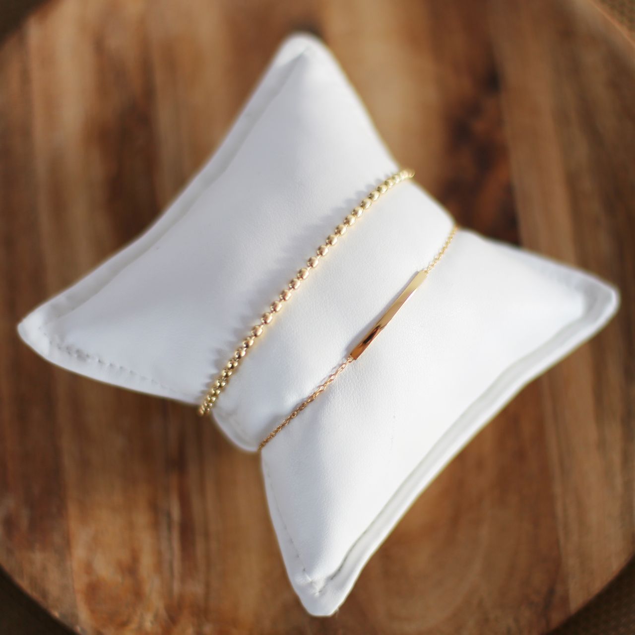 Zilveren goldplated sieradenset voor dames met goldplated bolletjes & bar