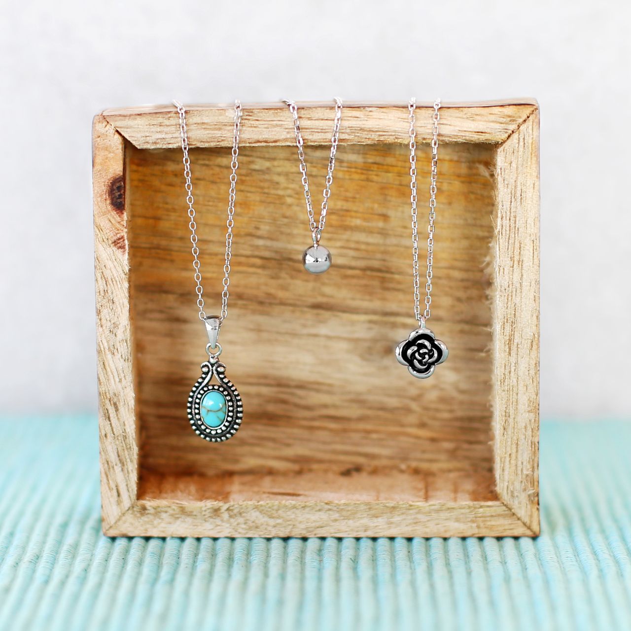 Zilveren ketting&hanger bol Bali