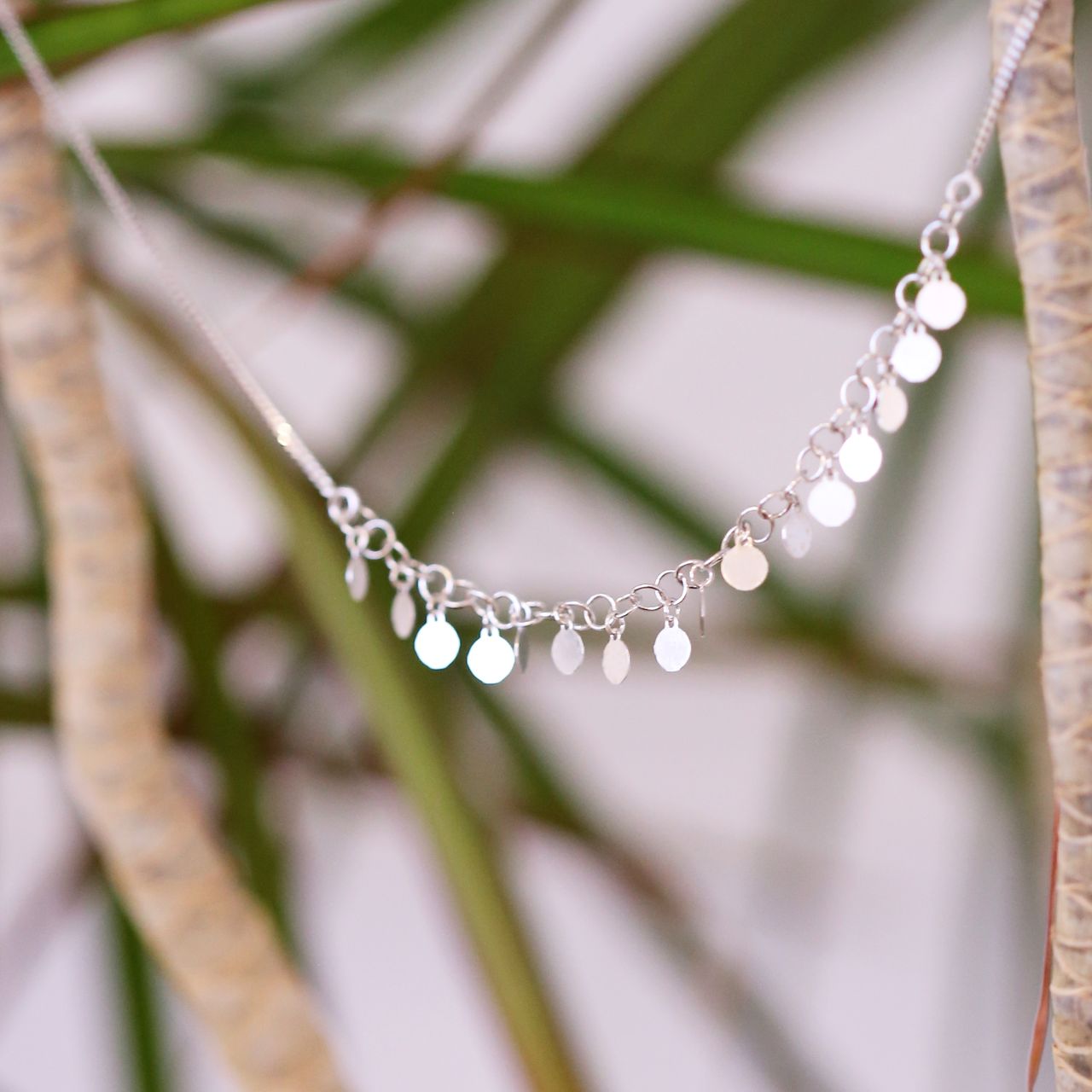 Gerecycled zilveren ketting disc bedels Bali