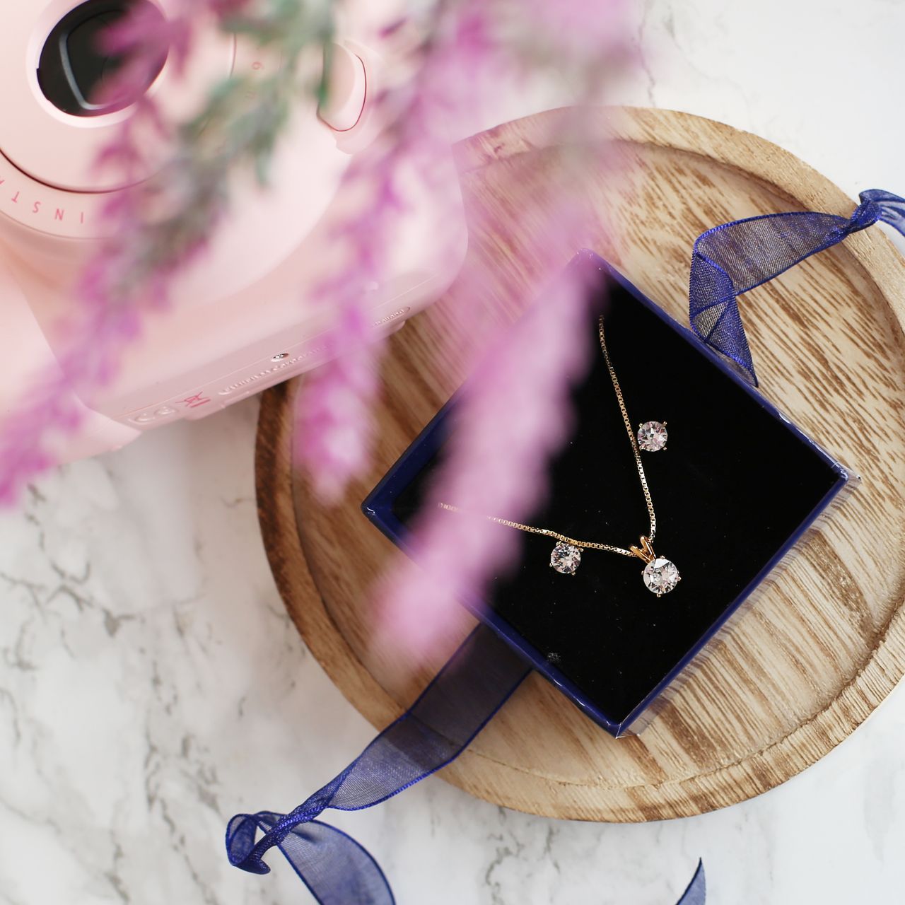 Zilveren goldplated sieradenset met kristal voor dames