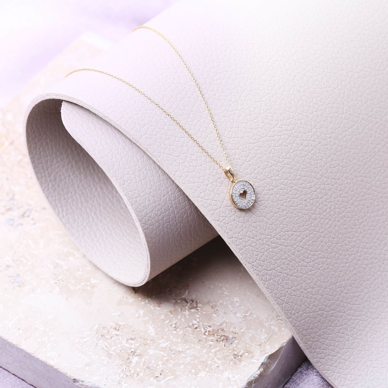585 Gelbgoldkette Herz, 0,08 ct Gesamtgewicht