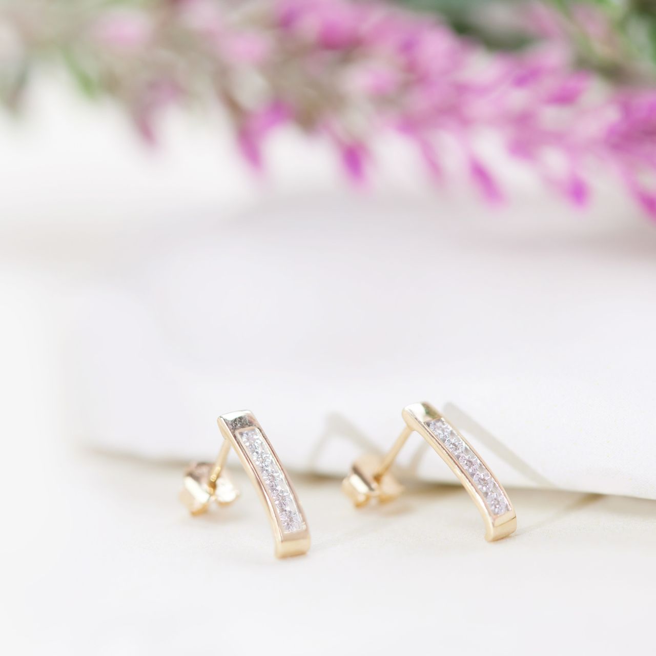 Ohrringe, 585 Gelbgold, mit Diamant 0,02 kt