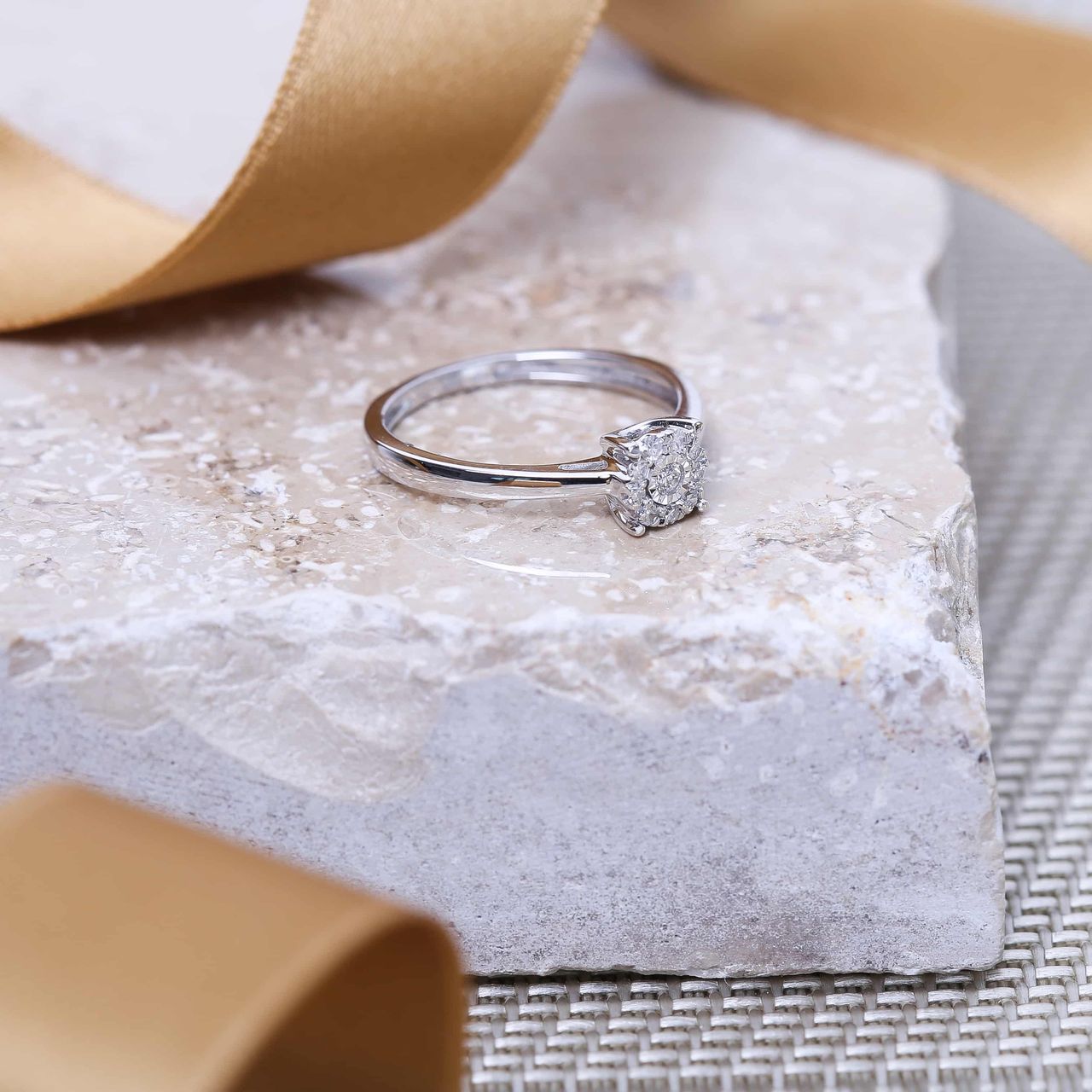 Ring, 585 Weißgold, mit Diamant, 0,08 ct