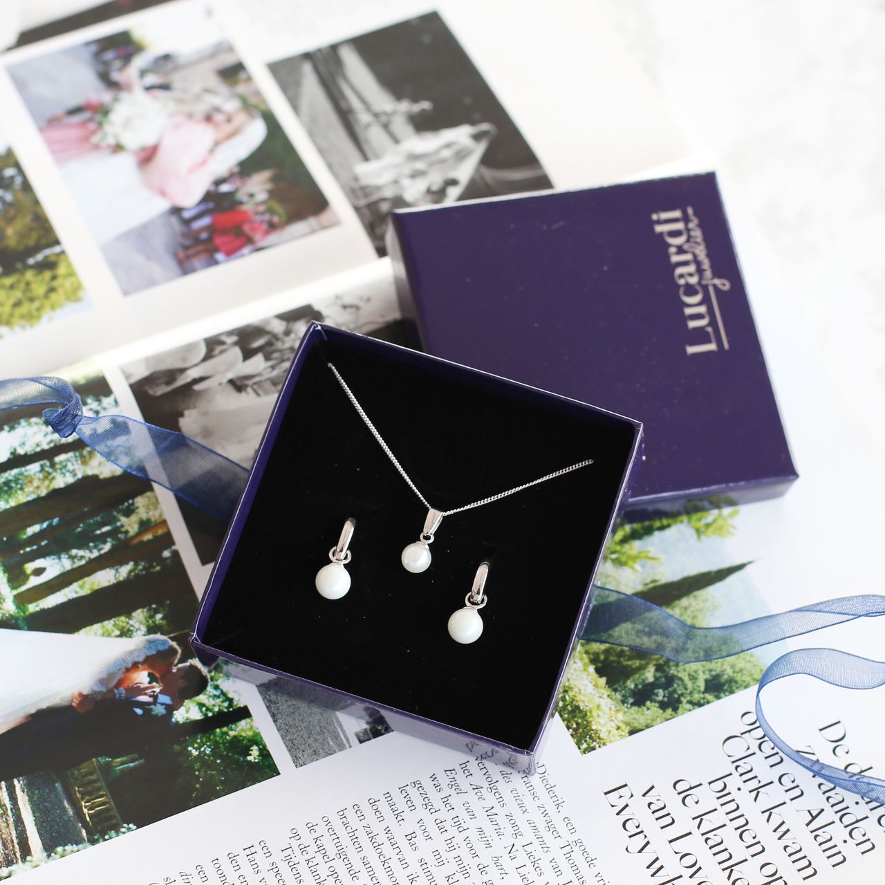 Schmuckset, 925 Silber, Perle