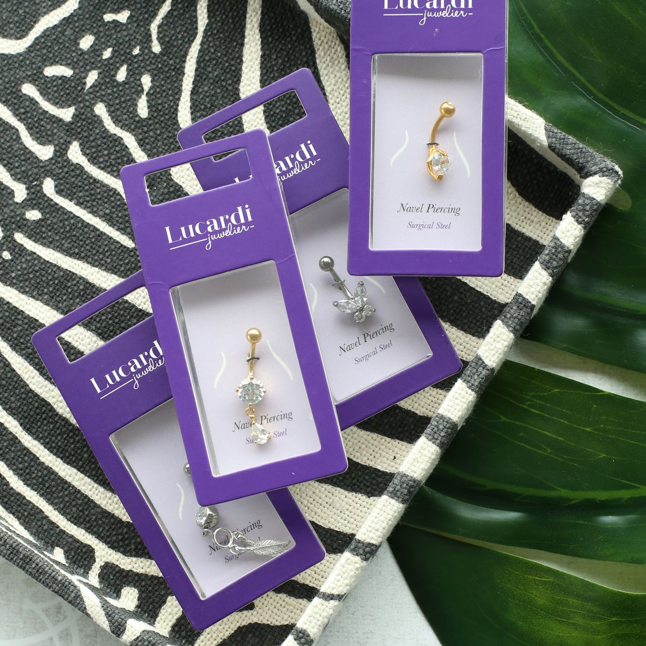 Stainless steel goldplated navelpiercing druppel met kristal voor dames