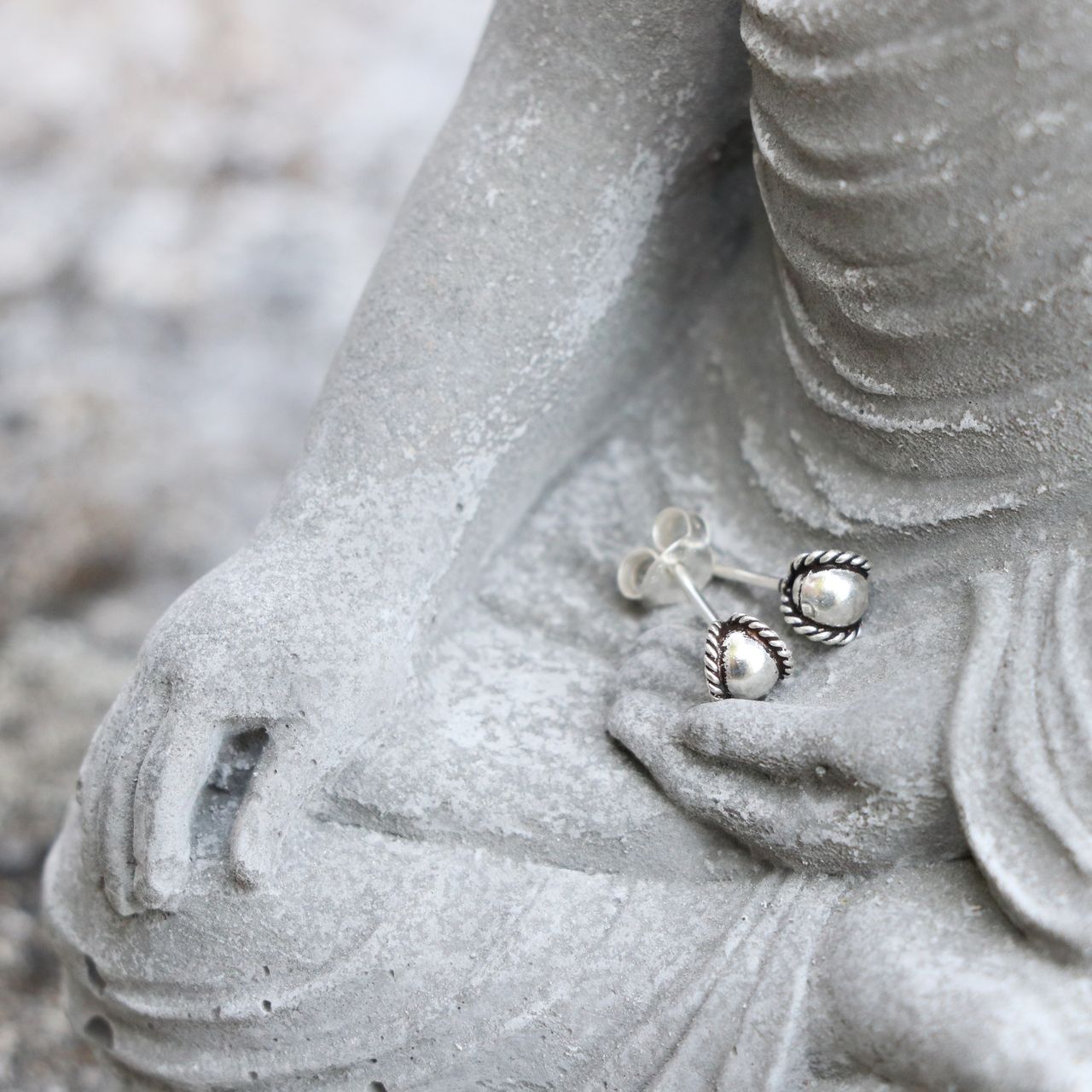 925 Silber, verarbeitete Ohrringe, Kugel, Bali