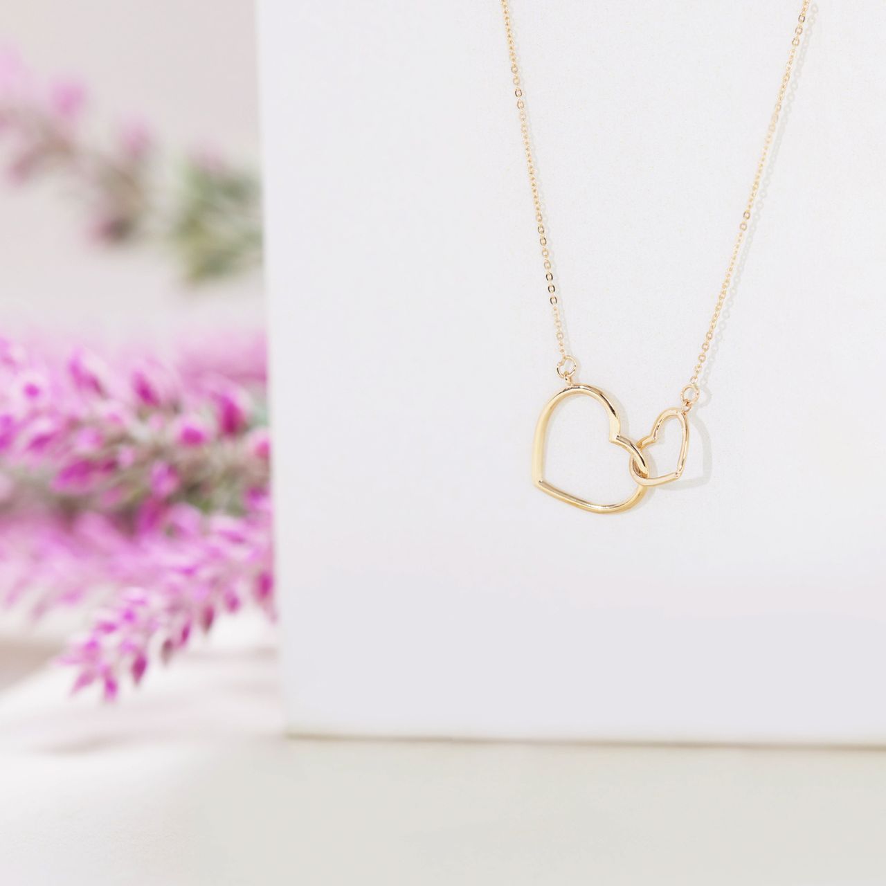 585 Gelbgoldkette mit 2 Herzen
