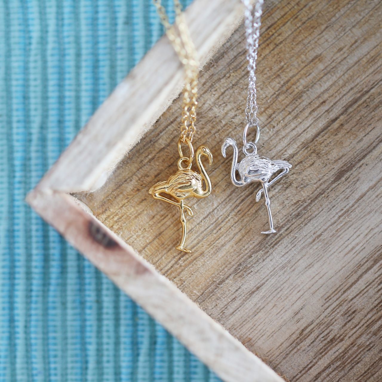 Zilveren ketting&hanger flamingo