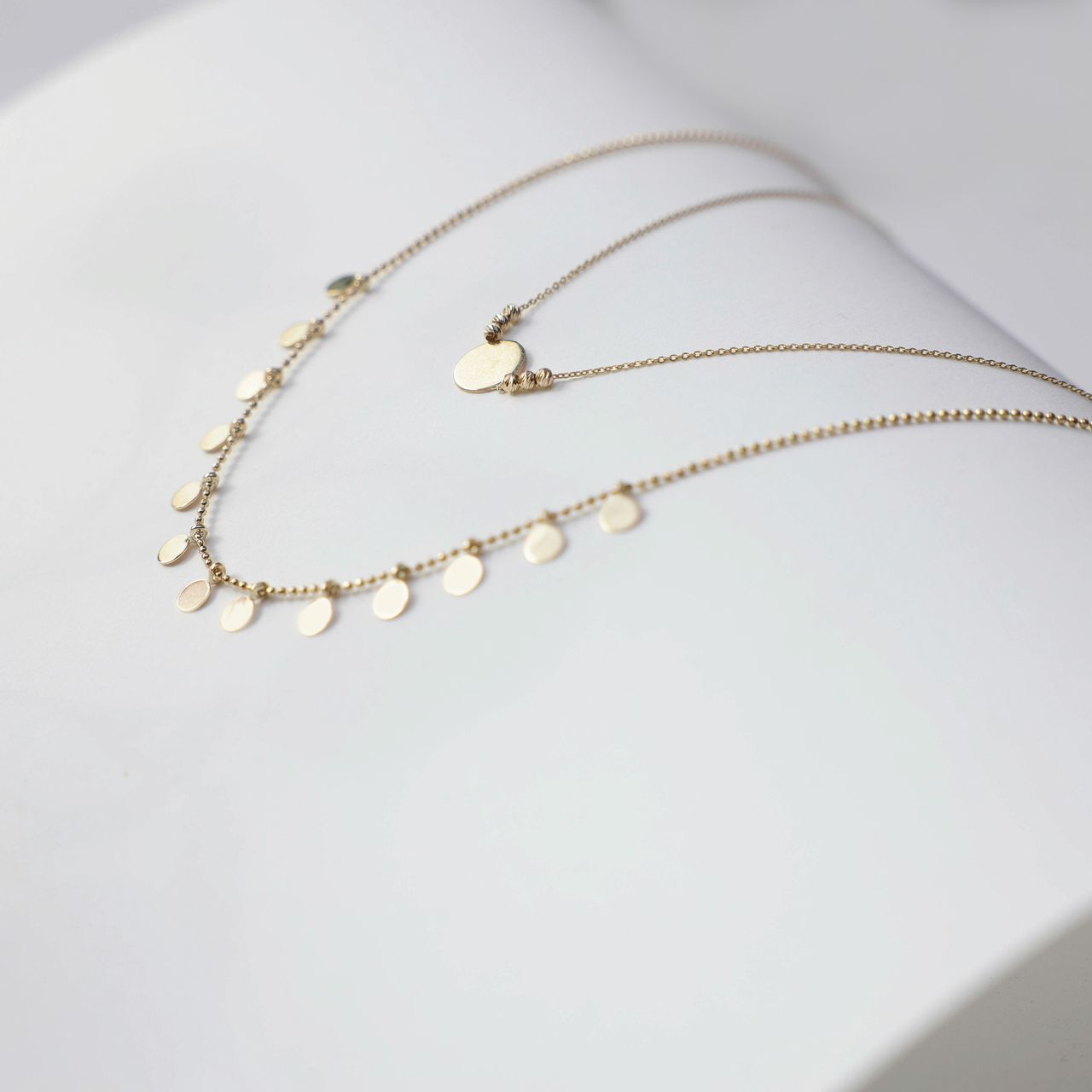 14Karaat geelgouden ketting&hanger disc