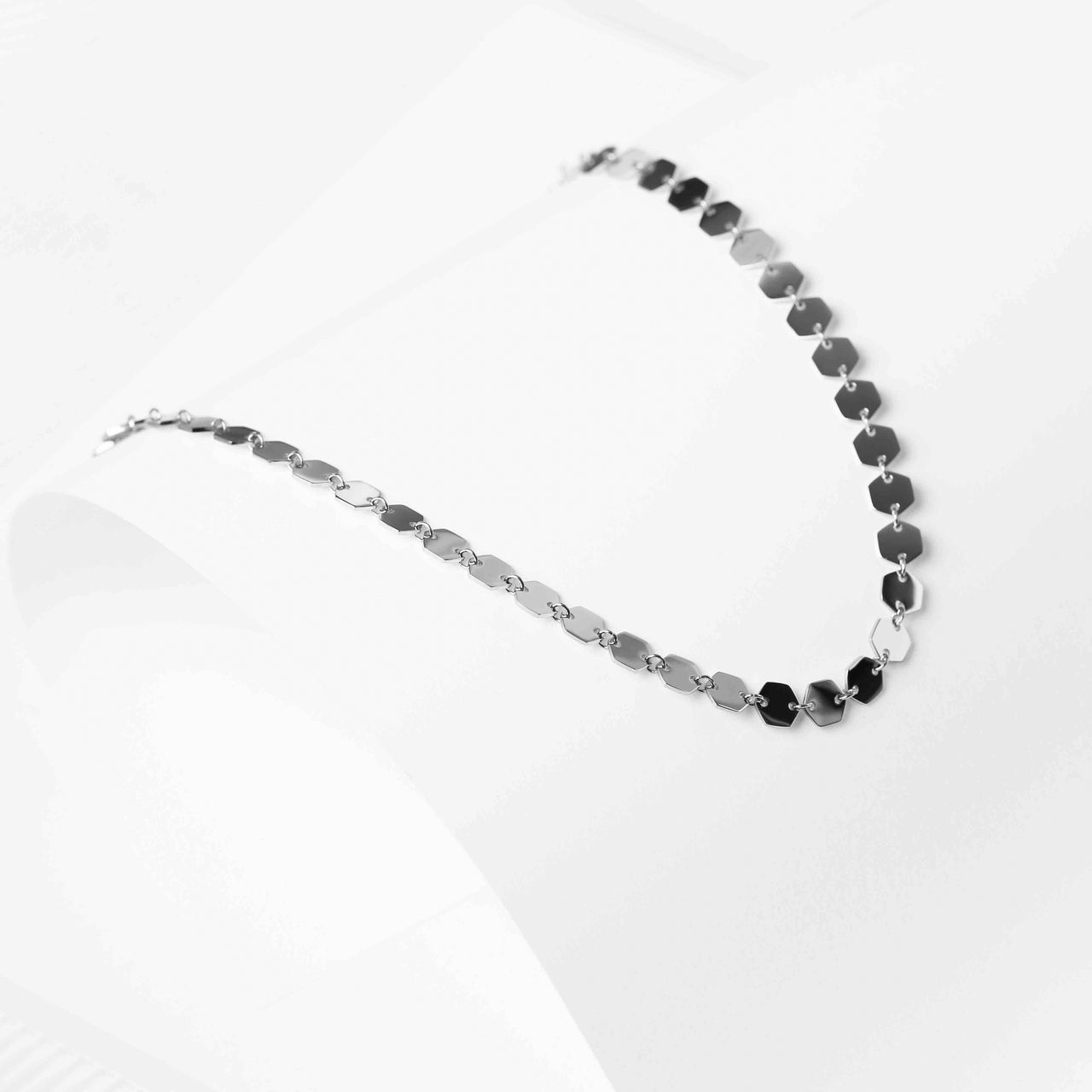 Gerecycled stainless steel ketting hexagon