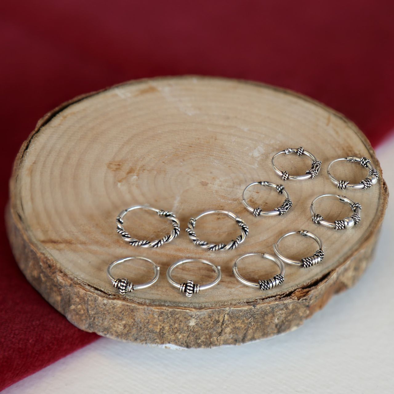 Bearbeitete Ohrringe aus 925 Silber, 12 mm, Bali