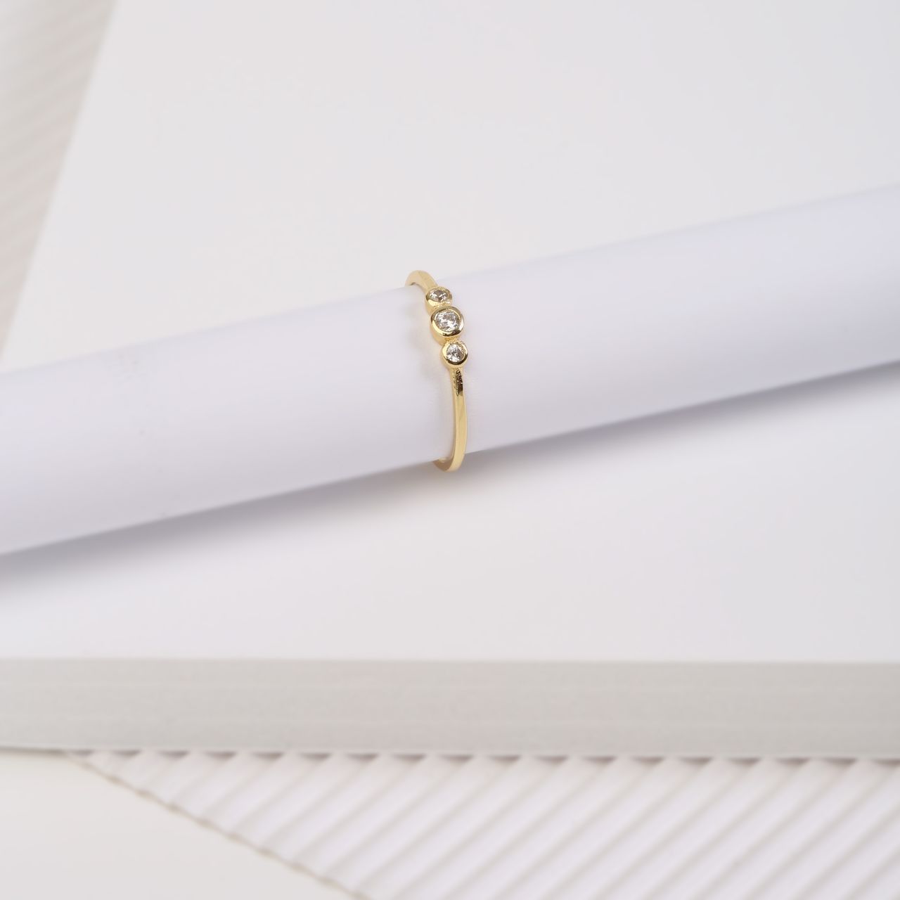 Zilveren goldplated ring met zirkonia voor dames