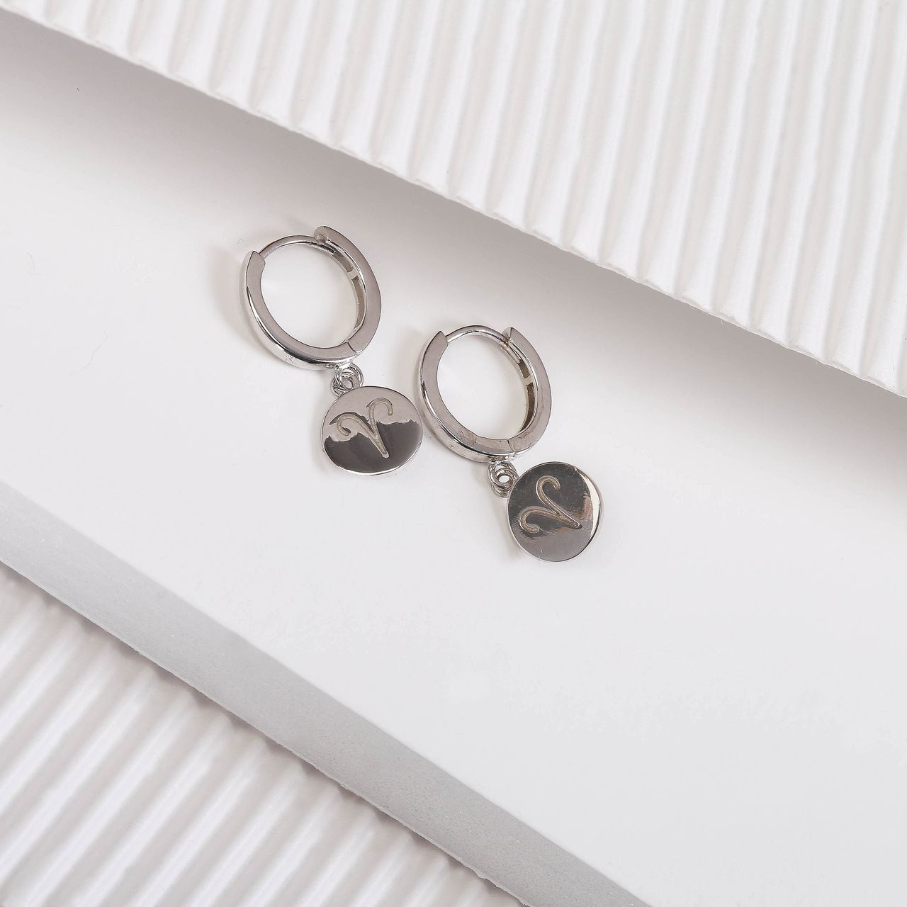 Ohrringe, 925 Silber, Scheibe, Sternzeichen