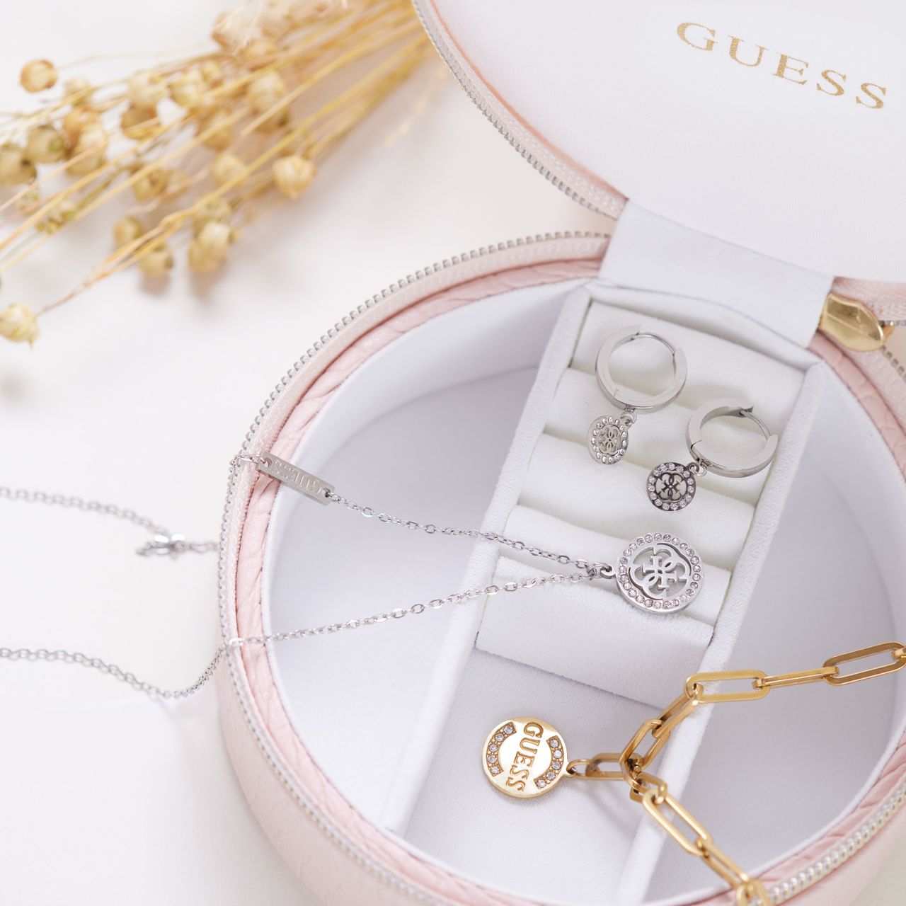 Guess-Ohrringe, Edelstahl, 4G-Logo, 15 mm