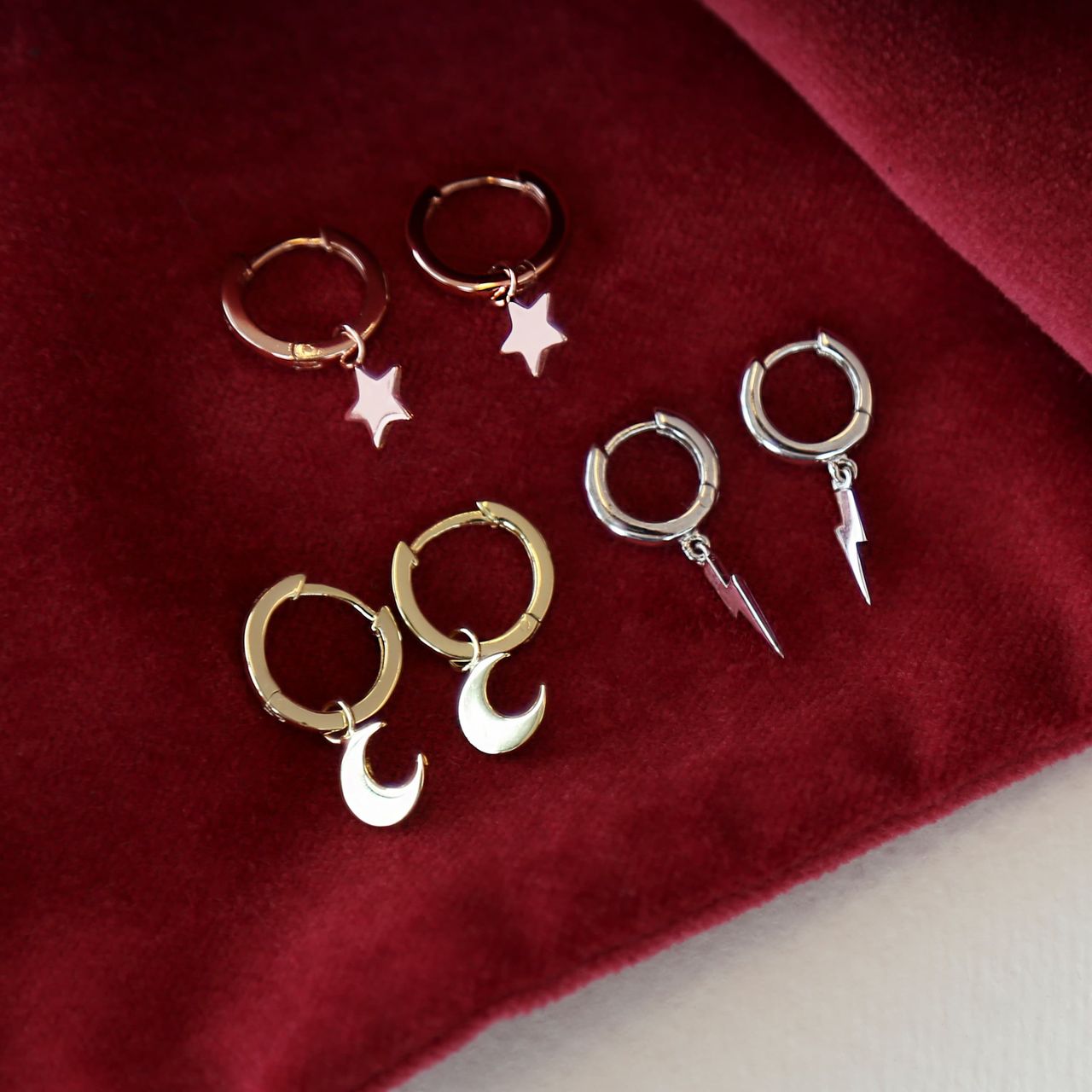 Zilveren oorbellen goldplated galaxy maan