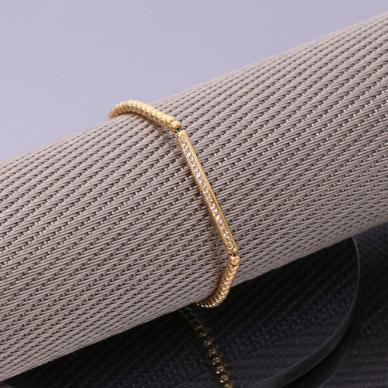 Gerecycleerd stalen armband gold bol/bar colorado kristal