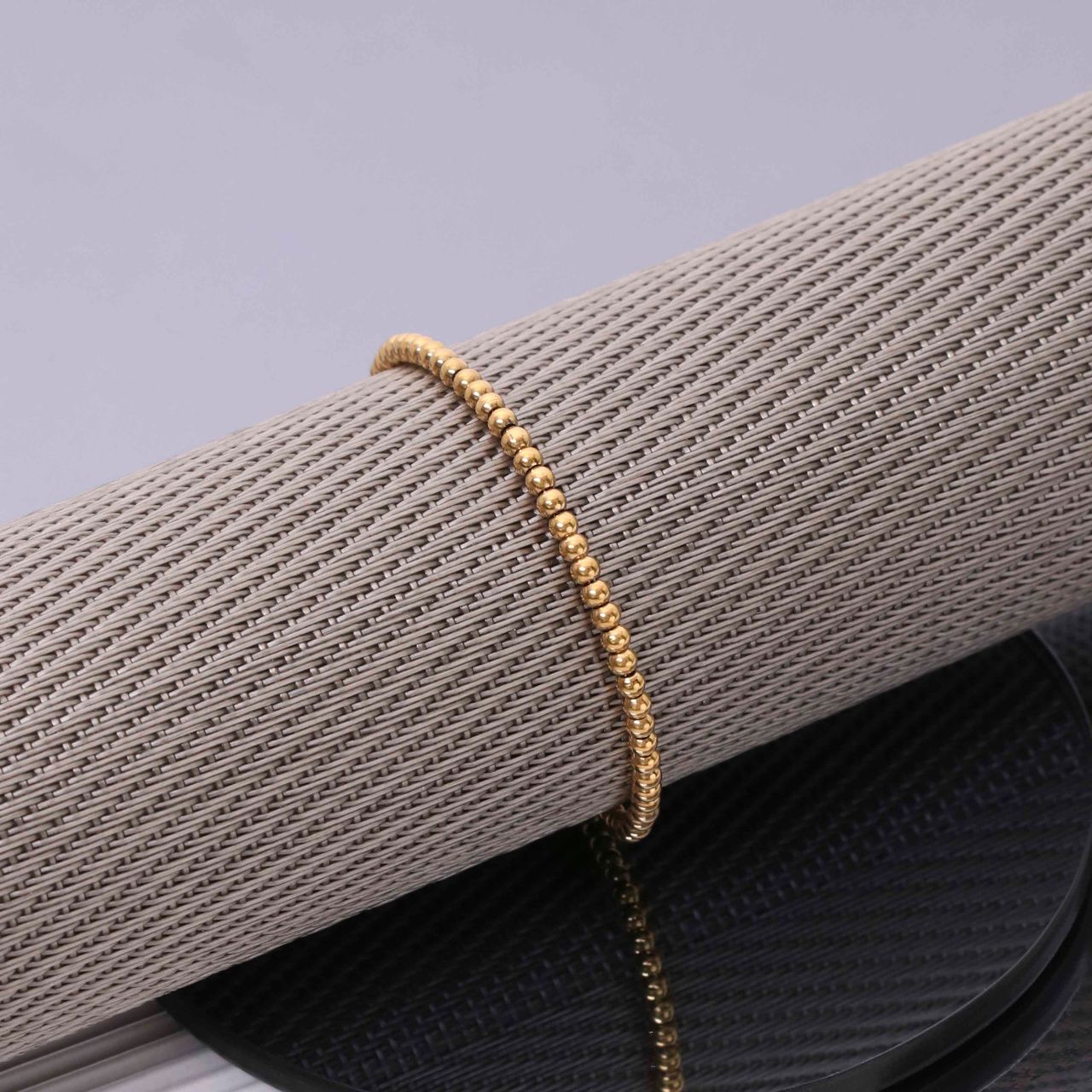Gerecycleerd stainless steel armband gold bol
