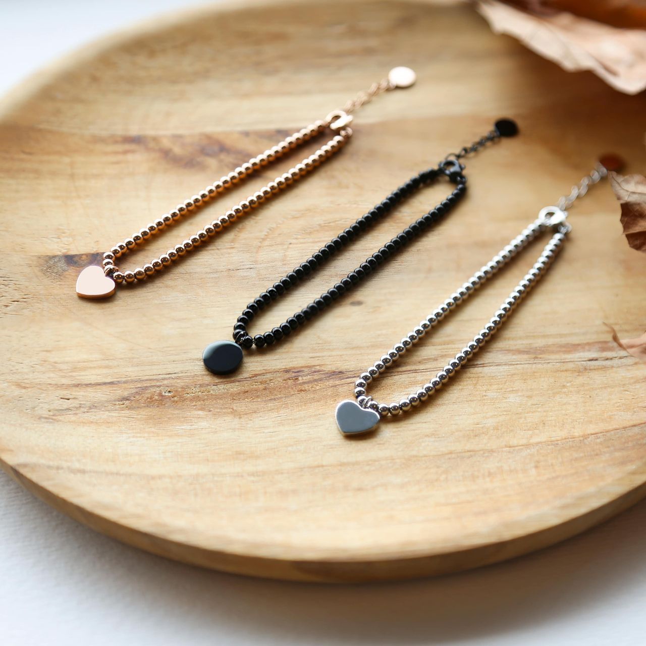 Gerecycled stainless steel armband bol/disc