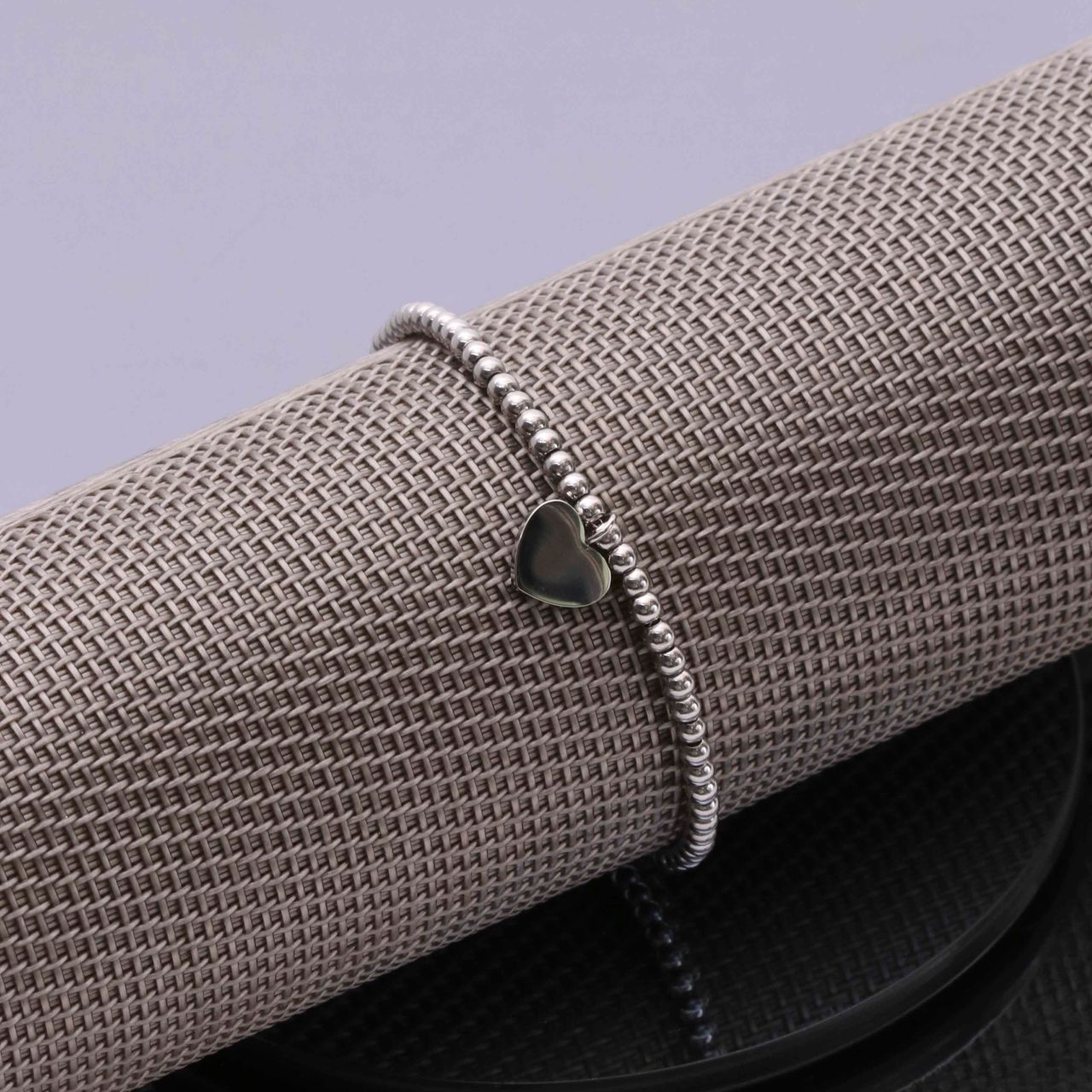 Gerecycleerd stainless steel armband bol/hart
