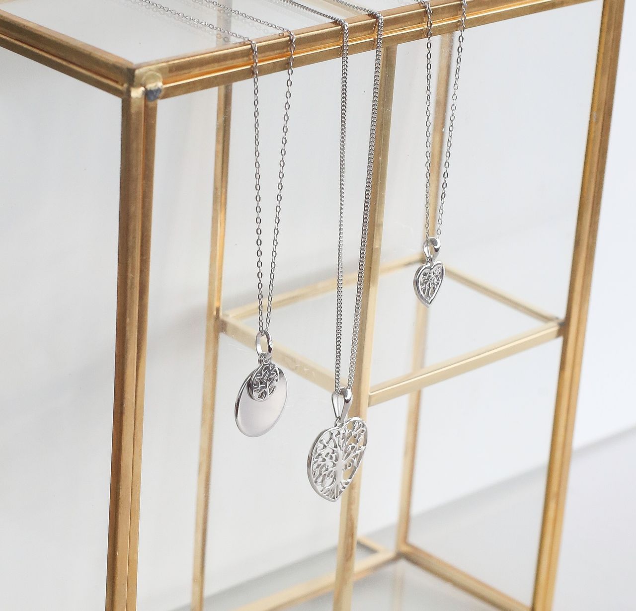 Zilveren ketting&hanger hart levensboom
