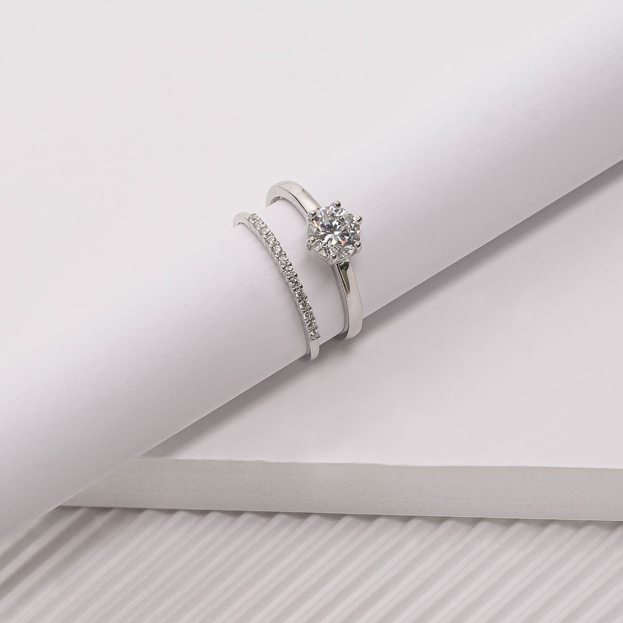 Doppelring aus 925 Silber mit Zirkonia