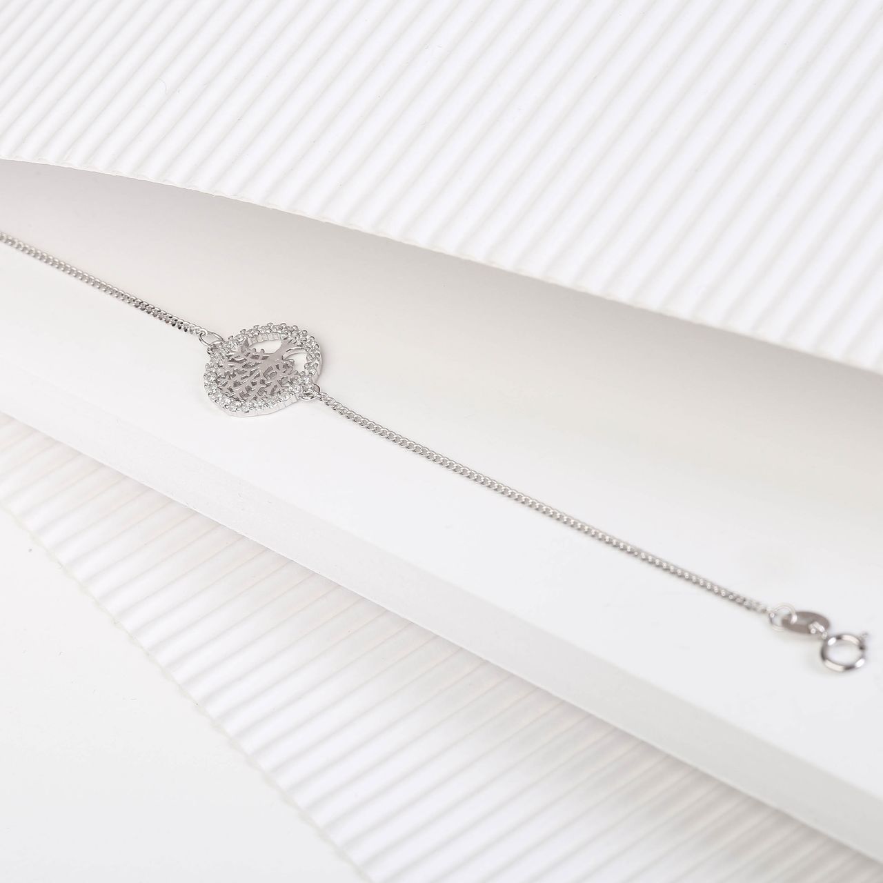 Silberarmband Lebensbaum mit Zirkonia