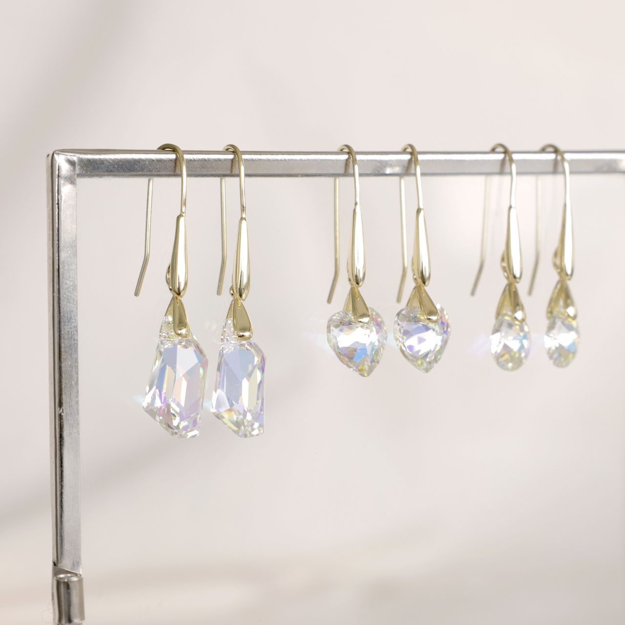 Zilveren oorbellen gold kristal AB