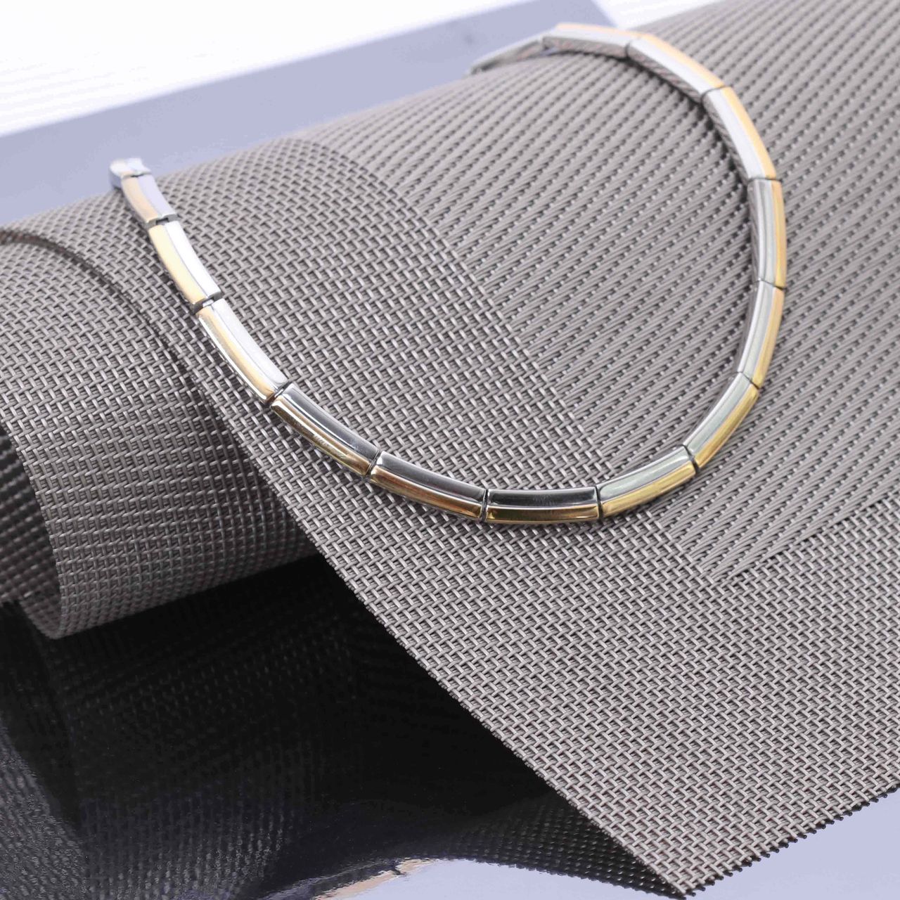Stalen ketting staal/gold