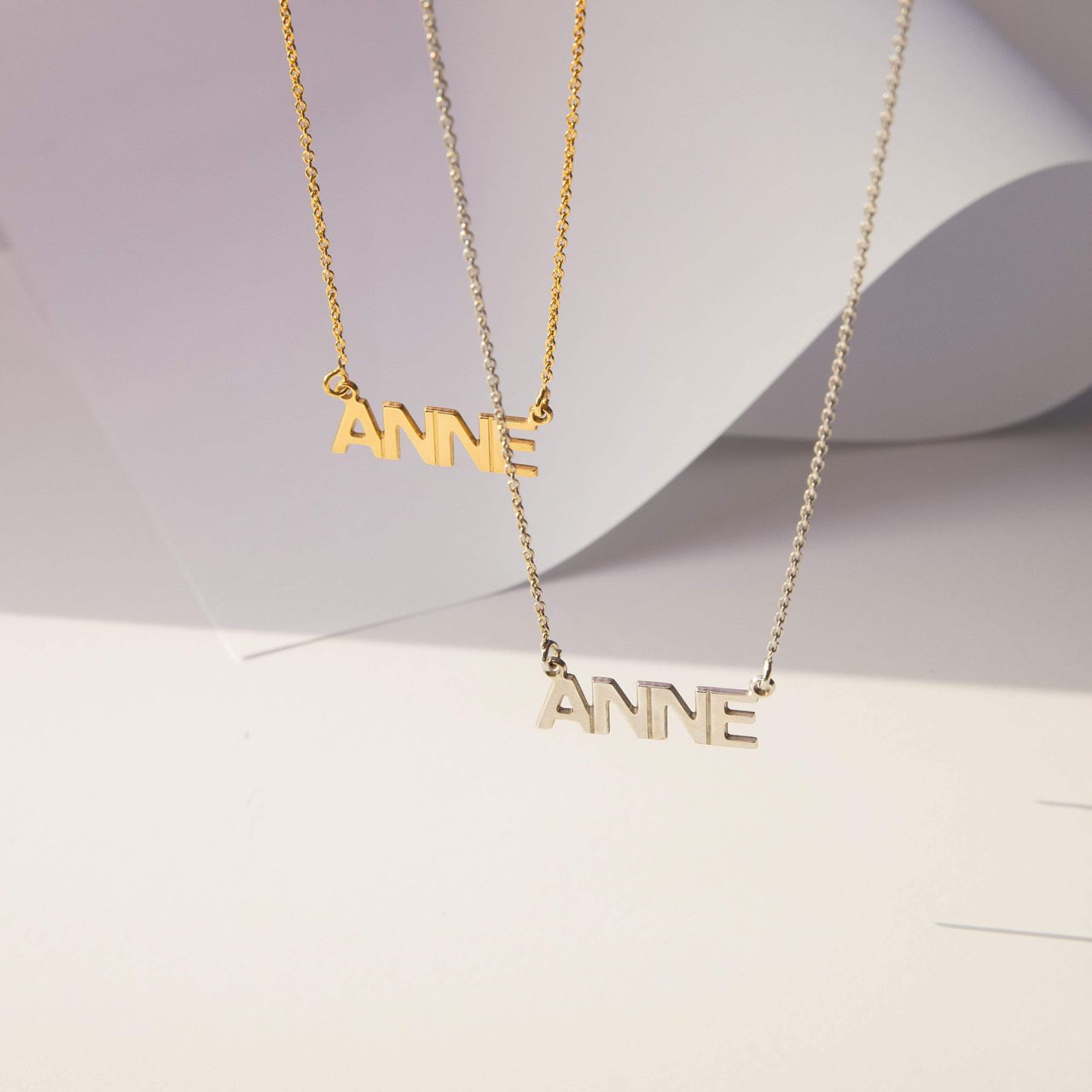 Zilveren goldplated naamketting voor dames
