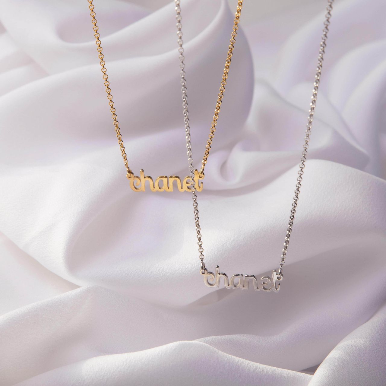 Namenskette, 925 Silber, vergoldet, elegant