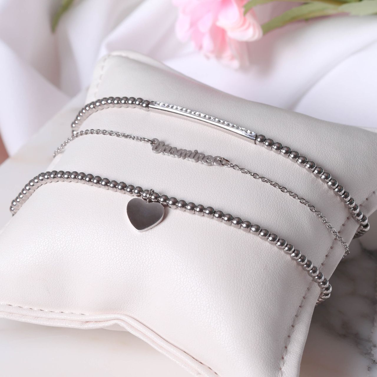 Stainless steel naamarmband minimalistisch