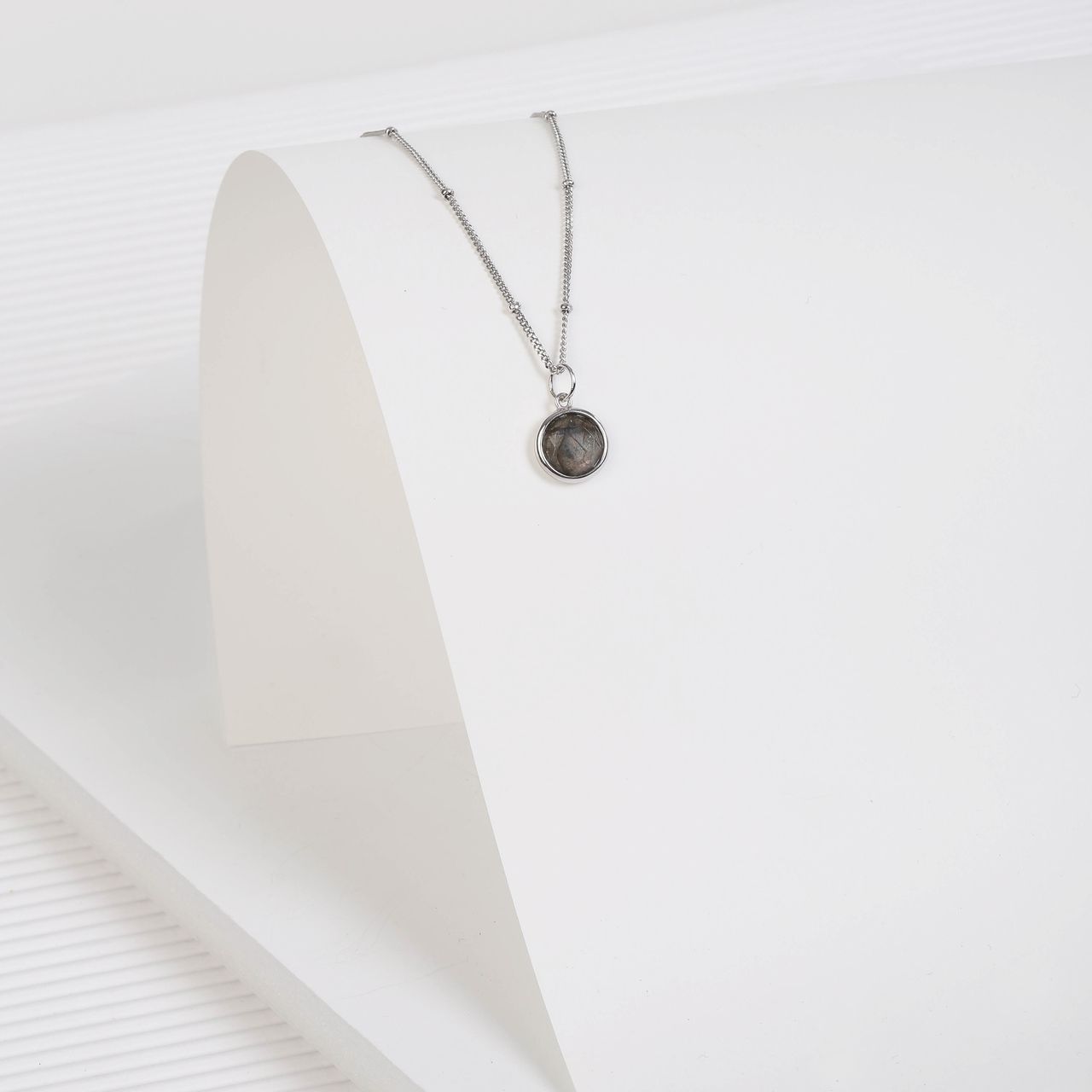 Zilveren ketting&hanger Gemstone labradorite