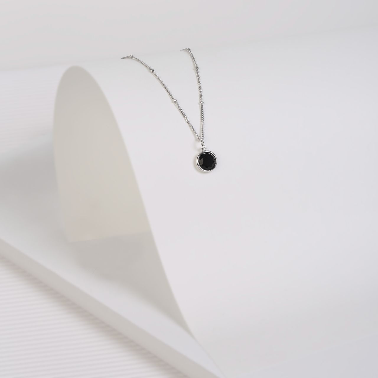 Zilveren ketting&hanger Gemstone black onyx