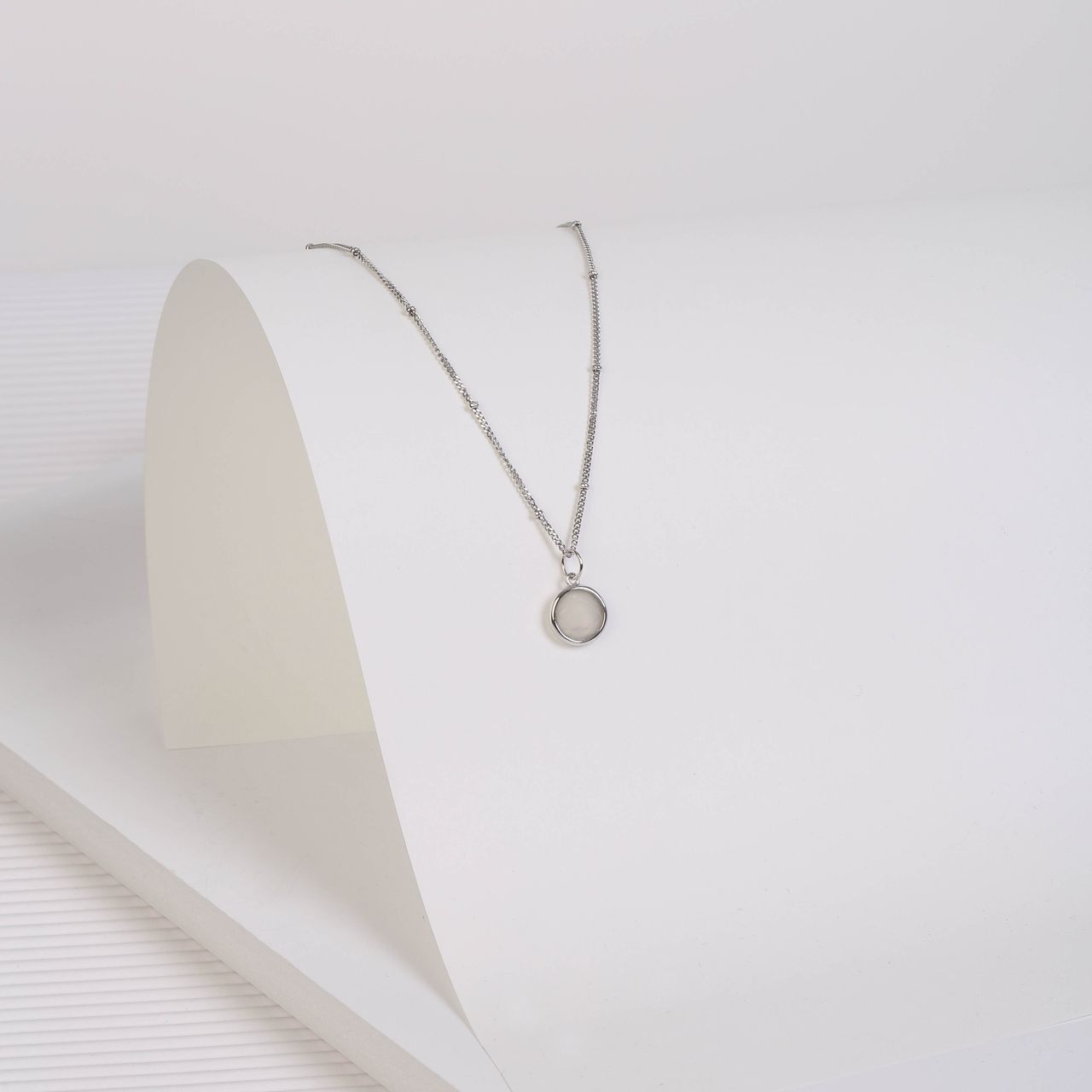 Zilveren ketting&hanger Gemstone moonstone