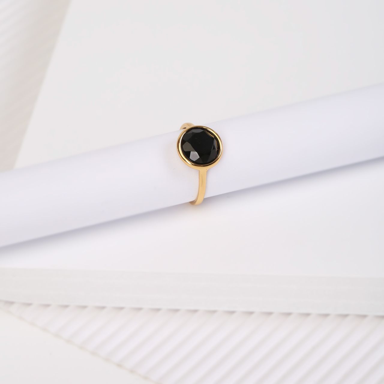 Zilveren ring gold Gemstone black onyx