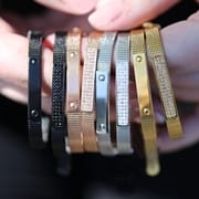 Stainless steel roséplated fantasiearmband met graveerplaat voor dames