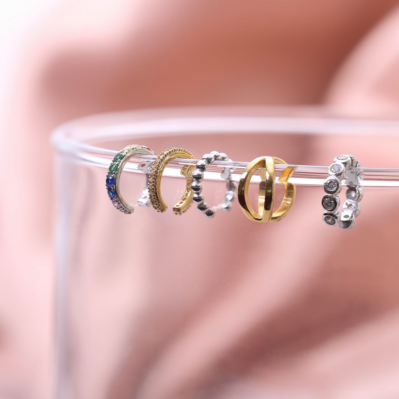Zilveren earcuff goldplated zirkonia voor dames
