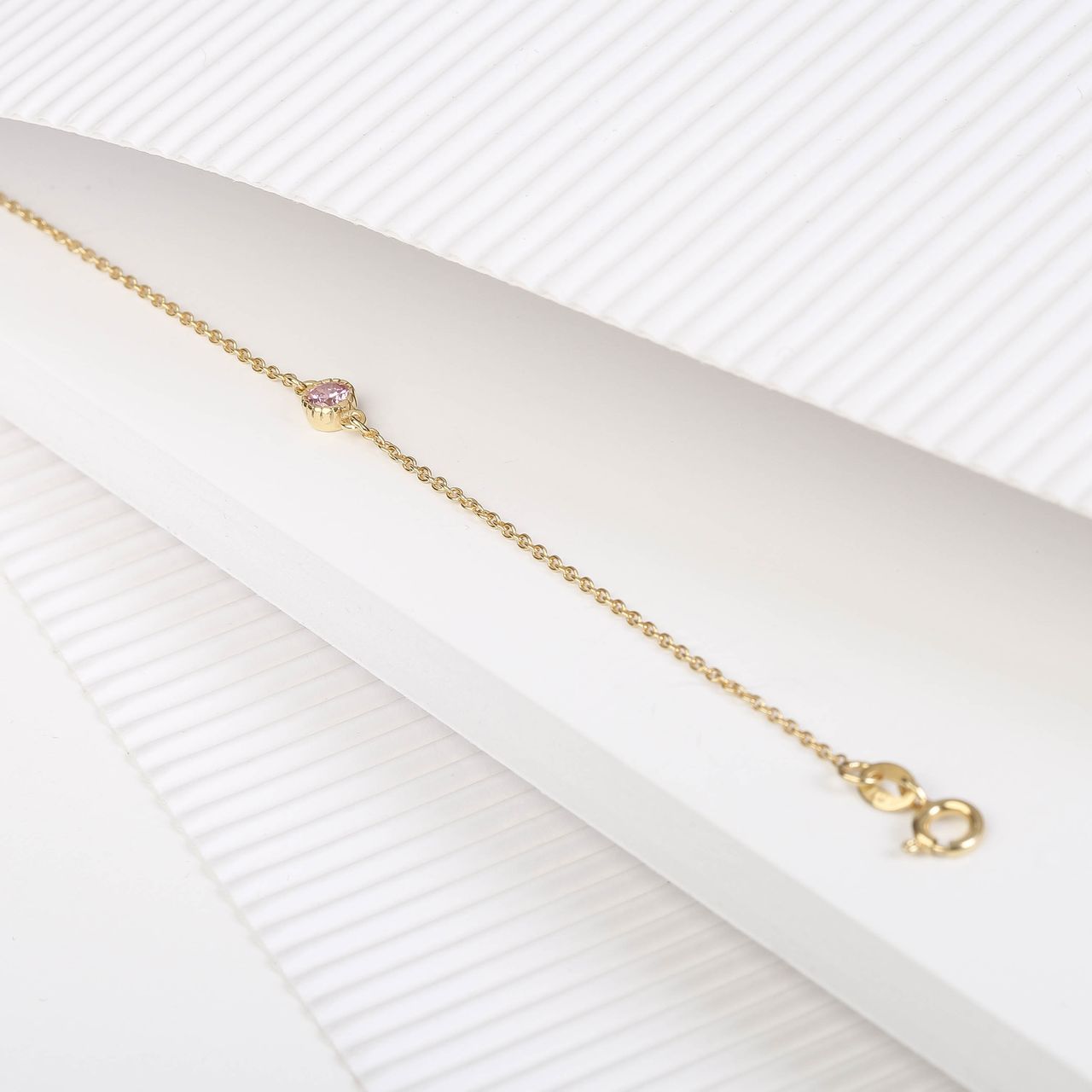 Zilveren goldplated fantasiearmband met geboortesteen voor dames