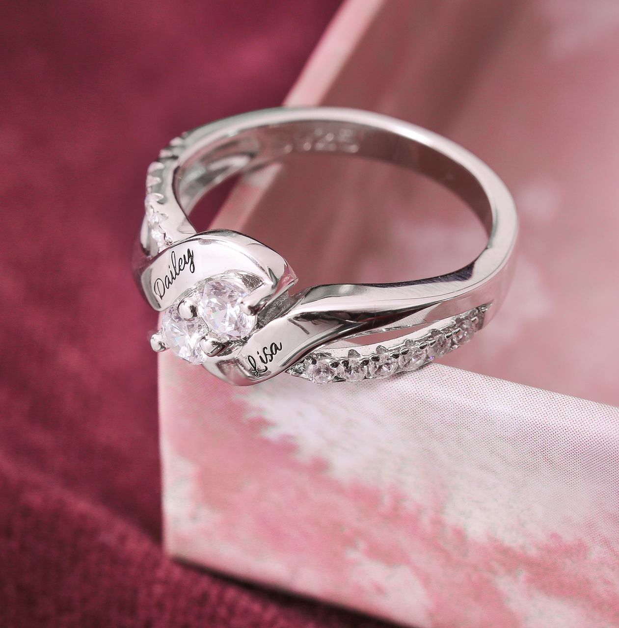 Ring, 925 Silber, Gravur, Zirkonia