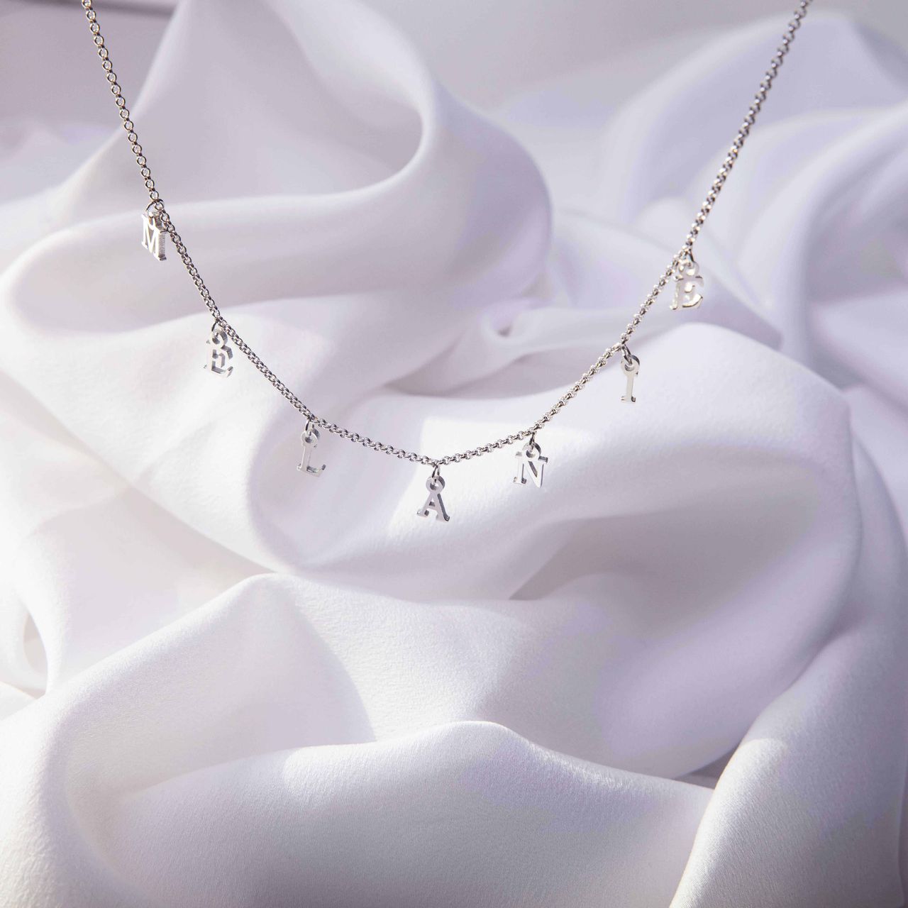Choker-Namenskette, 925 Silber, Buchstabenanhänger