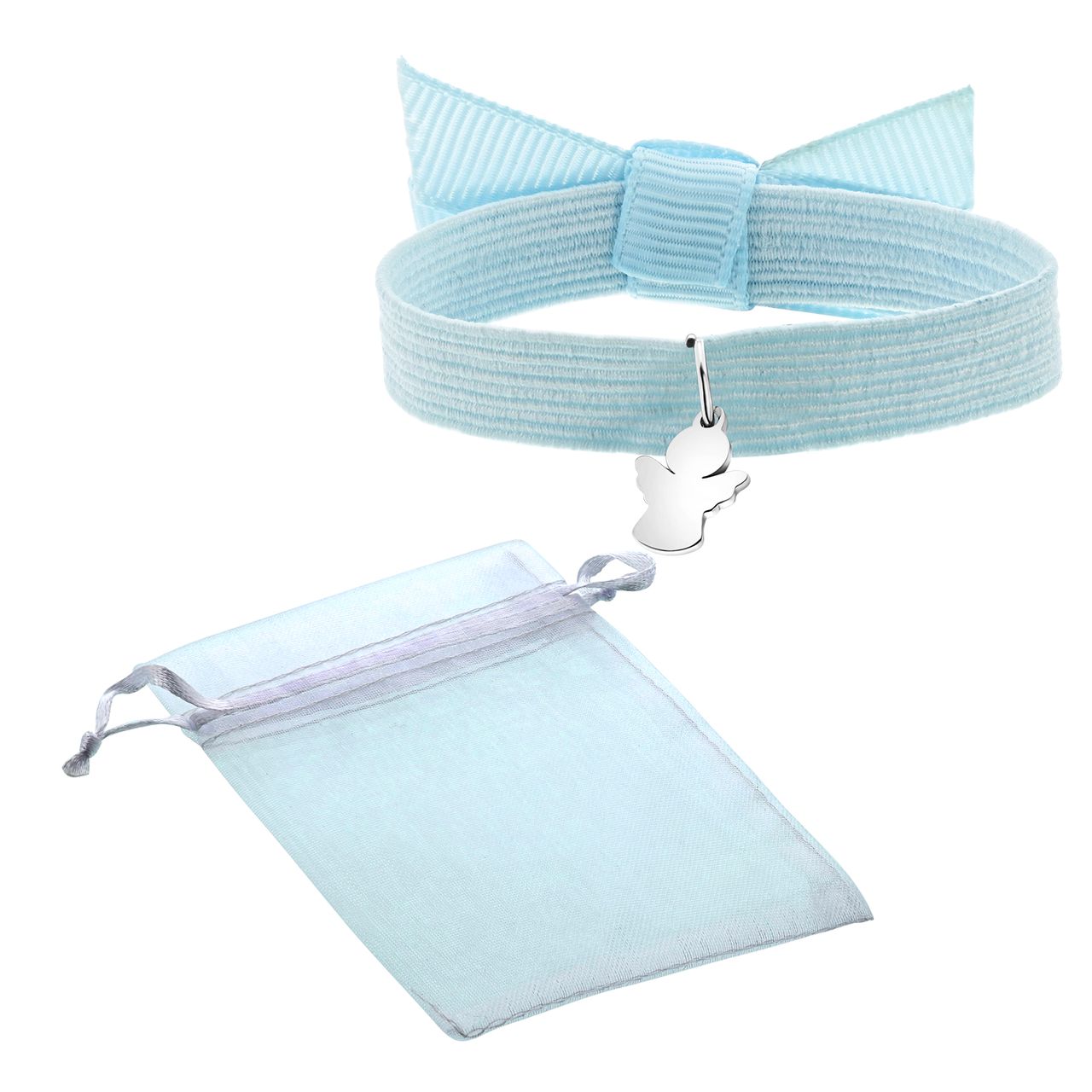 Blauwe kinderrekarmband met hanger engel