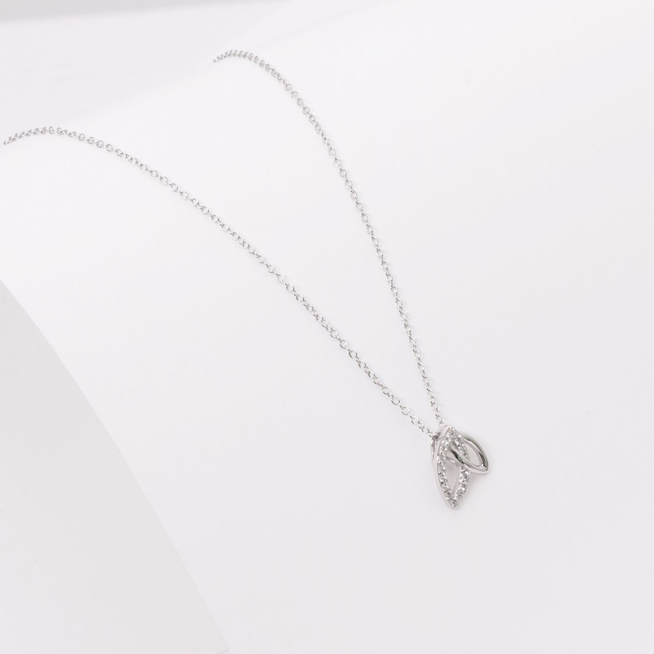 Kette, 925 Silber, Blatt mit Zirkonia