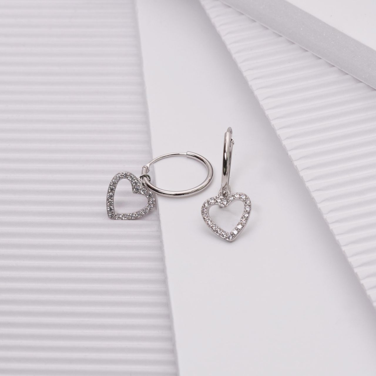 Ohrringe, 925 Silber, Herz mit Zirkonia