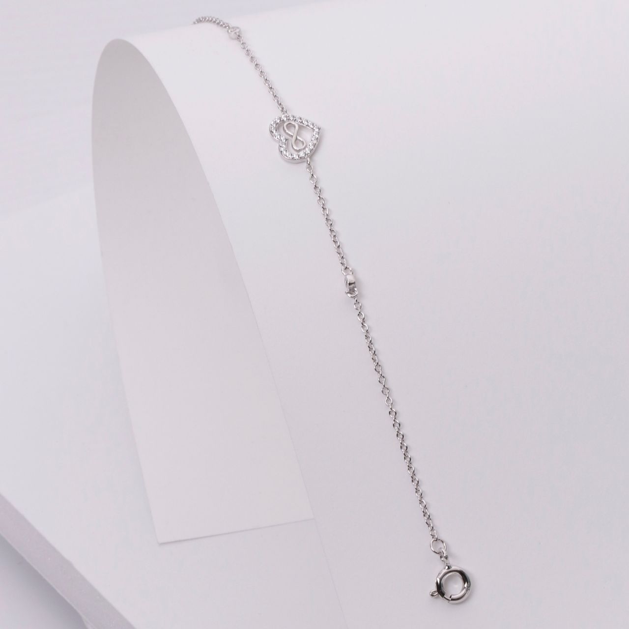 Armband, 925 Silber, Herz mit Infinity-Zeichen und Zirkonia