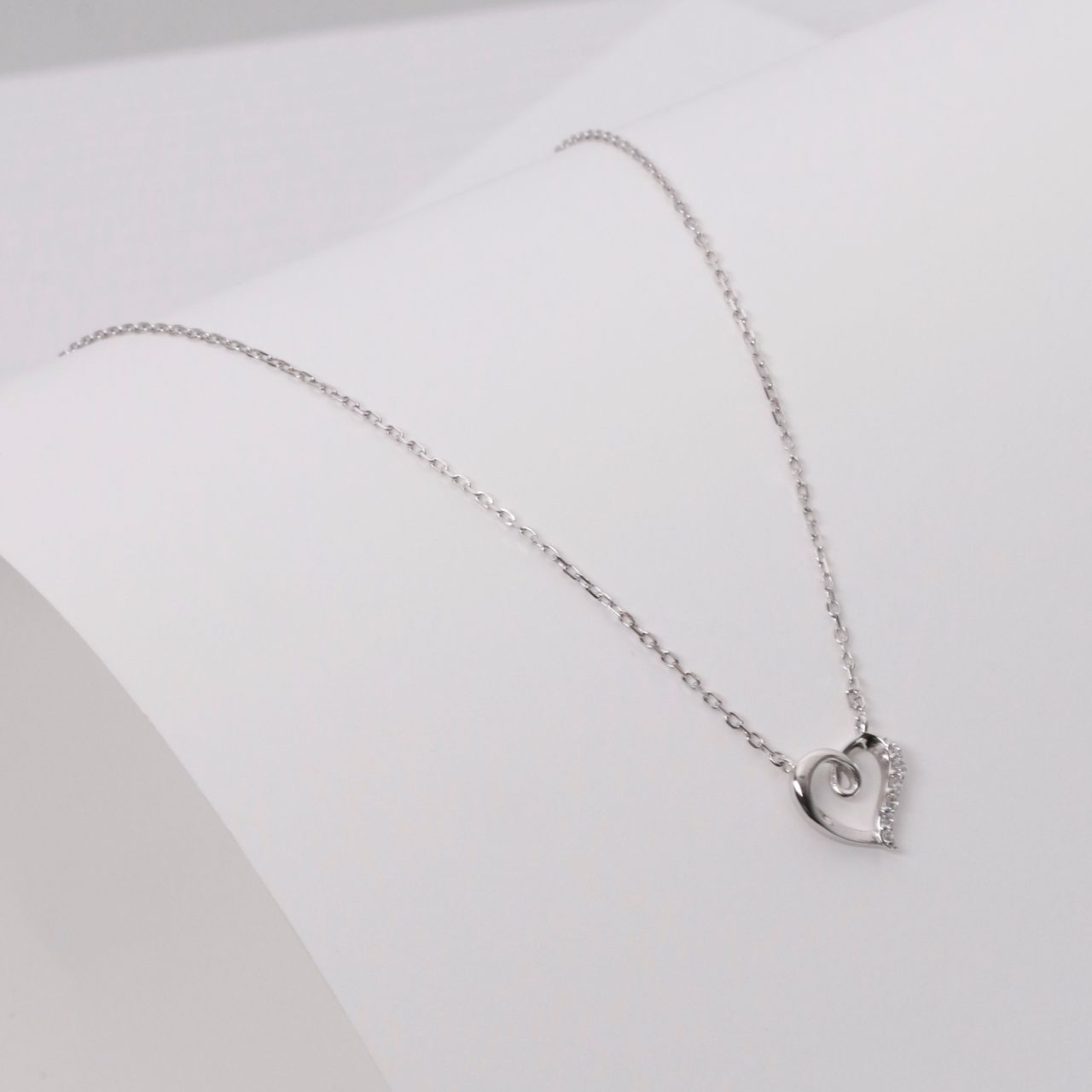 Kette, 925 Silber, mit Anhänger, Herz mit Zirkonia